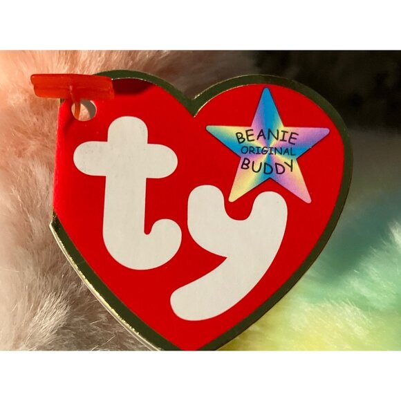 Ty Beanie Buddies Rainbow Chameleon Plush 1999 Colorful Tie-Dye Animal - Picture 11 of 16